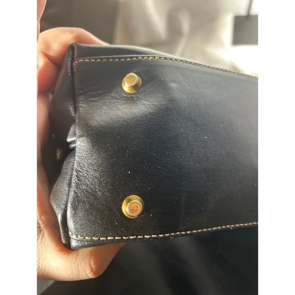 Arcadia Black‎ Embossed Genuine Leather Tote Bag Made in Italy Gold Hardware - Picture 8 of 9